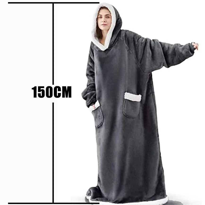 Winter Hoodies Unisex Blanket Sweatshirt Women Men Pullover Pajamas Fleece Giant TV Oversized Blanket with Long Flannel Sleeves - Premium pajamas from Lizard Vigilante - Just $39.99! Shop now at Lizard Vigilante