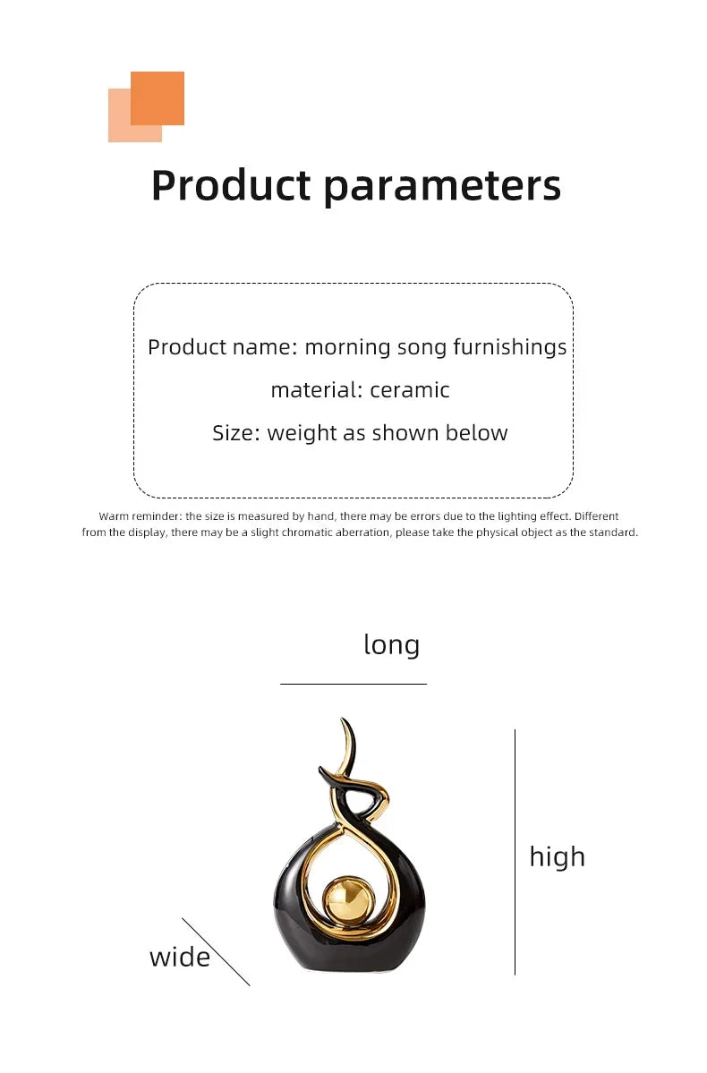 Abstract Ceramic Sculpture Golden Art Statue Modern Home Decor Accessories Living Room Desk Office Supplies Crafts Gifts