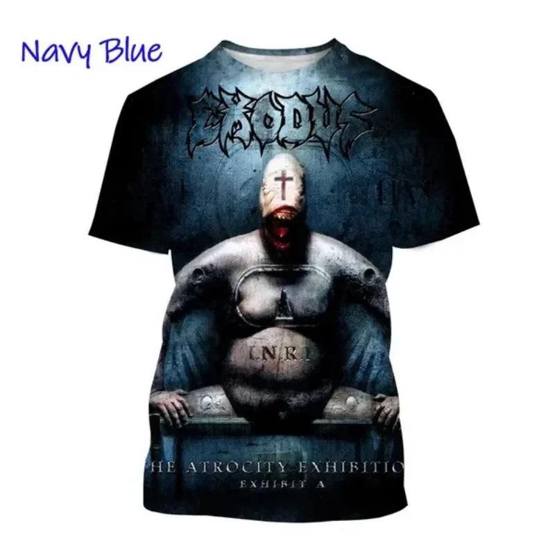 Metal Rock Exodus Band 3D Print O-Neck Tshirt Men Fashion Tees Casual Short Sleeve Oversized  Y2K Harajuku Unisex Clothing - Premium T-Shirt from Lizard Vigilante - Just $23.99! Shop now at Lizard Vigilante