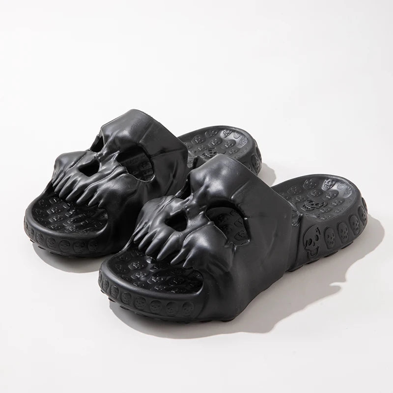 Unisex Skull Platform Slides Slippers Skull Shoes Men's Women's Platform Soft Home Beach Slippers Sandals Summer Flip Flops - Premium flip flops, Slides from Lizard Vigilante - Just $39.99! Shop now at Lizard Vigilante