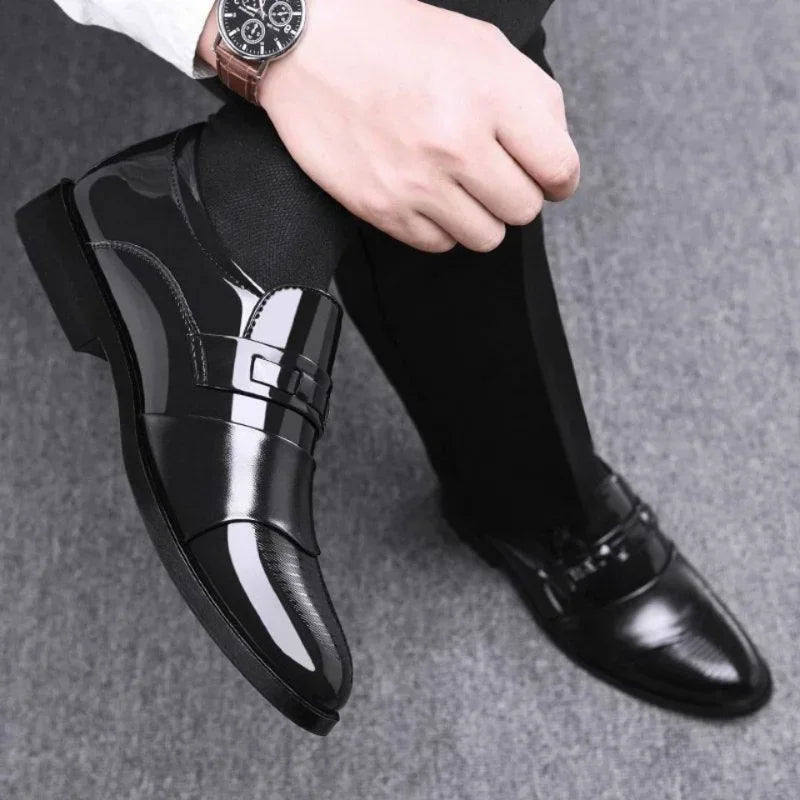 Leather Shoes for Men Wedding Formal Oxfords Business Casual Office Work Shoes for Men Classic Luxury Pointy Men's Dress Shoes - Premium  from Lizard Vigilante - Just $26.99! Shop now at Lizard Vigilante