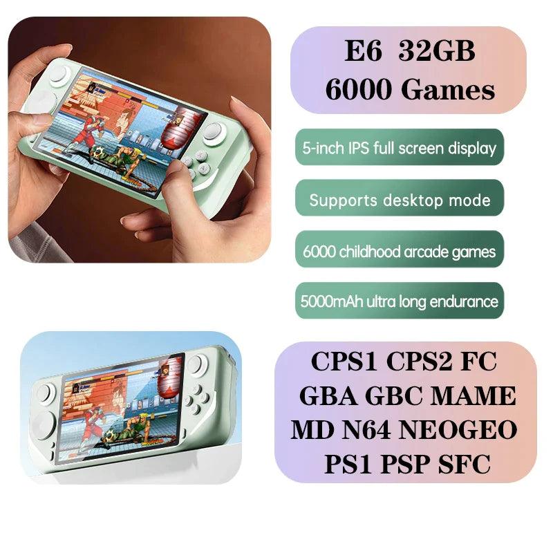 E6 Handheld GAME Console Portable Video Game 5-inch IPS Screen Retro Gamebox With 2.4G Wireless Controller Support PSP PS1 N64 - Lizard Vigilante