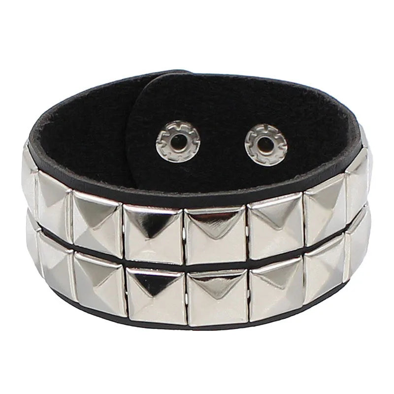 Punk Rivet Cuff Bracelet - Metal Edgy and Stylish - Premium Bracelet from Lizard Vigilante - Just $19.88! Shop now at Lizard Vigilante