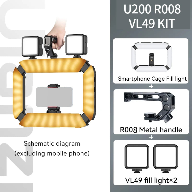 Ulanzi U200 Smartphone Video Rig with LED Ring Light – 2-in-1 Cold Shoe Mount for Microphone, Perfect for TikTok, YouTube, and Vlogging - Premium ring light from Lizard Vigilante - Just $87.99! Shop now at Lizard Vigilante