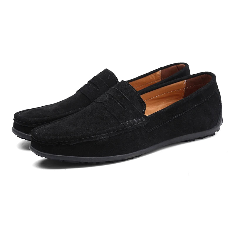 Suede Leather Designer Luxury Brand Smile Mens Casual Formal Loafers Slip On Moccasin Flats Footwear Male Driving Shoes for Men - Premium Shoes from Lizard Vigilante - Just $48.88! Shop now at Lizard Vigilante