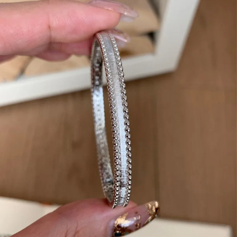 Classic silver 925 Light Luxury Round Bead Lace Brushed bracelet for women New in Simplicity Fashion bangles banquet Jewelry