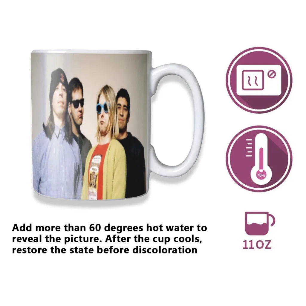 Nirvana Thermochromatic Magic Mug – Heat-Reactive Rock Band Coffee Cup for Bold Fans & Legendary Gifting - Premium mug from Lizard Vigilante - Just $19.88! Shop now at Lizard Vigilante