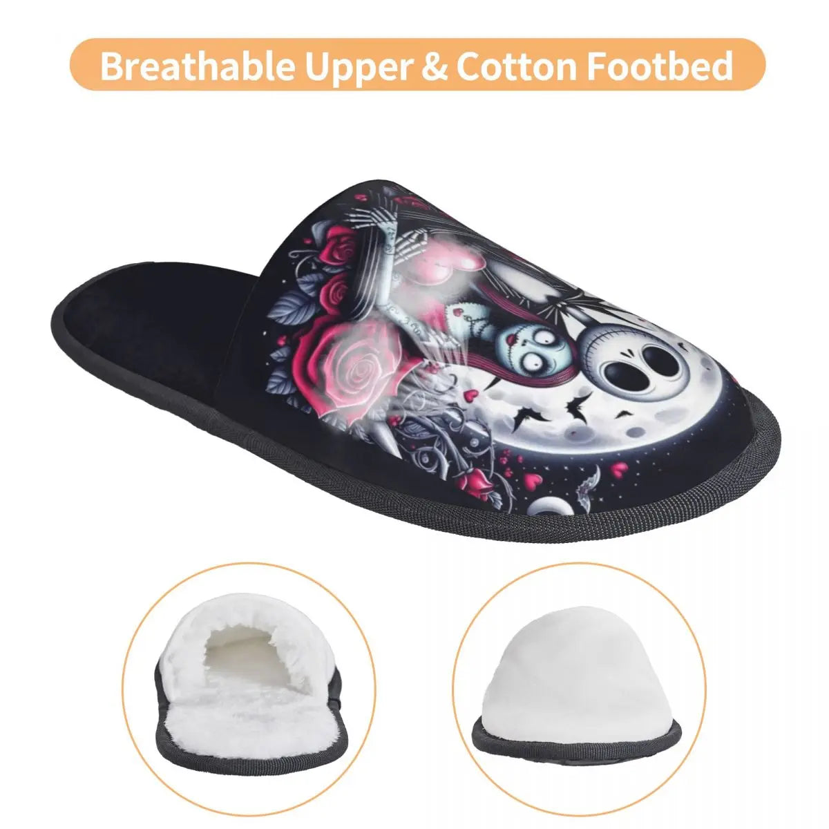 Jack Skellington Memory Foam Slippers – Warm & Fluffy Indoor/Outdoor Halloween Nightmare Shoes - Premium slippers from Lizard Vigilante - Just $23.88! Shop now at Lizard Vigilante