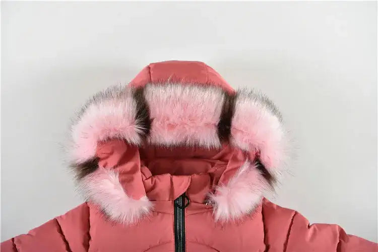 4 Color Big Size Winter Keep Warm Long Style Girls Jacket Teenage Thick Heavy Cold-proof Hooded Windbreaker Coat For Kids