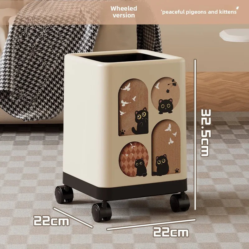 Premium Household Trash Can - Stylish Lidded Waste Bin with Wheels, Oversized Multipurpose Garbage Bin for Living Room & Bedroom