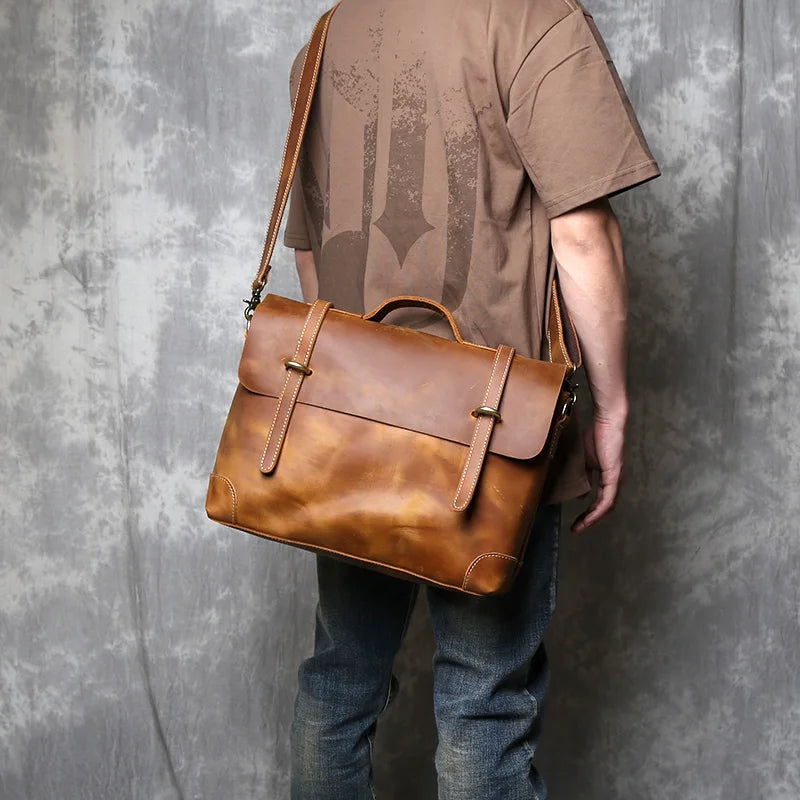 Vintage Leather Messenger Bag - Timeless Style and Durability - Premium messenger bag from Lizard Vigilante - Just $138.88! Shop now at Lizard Vigilante