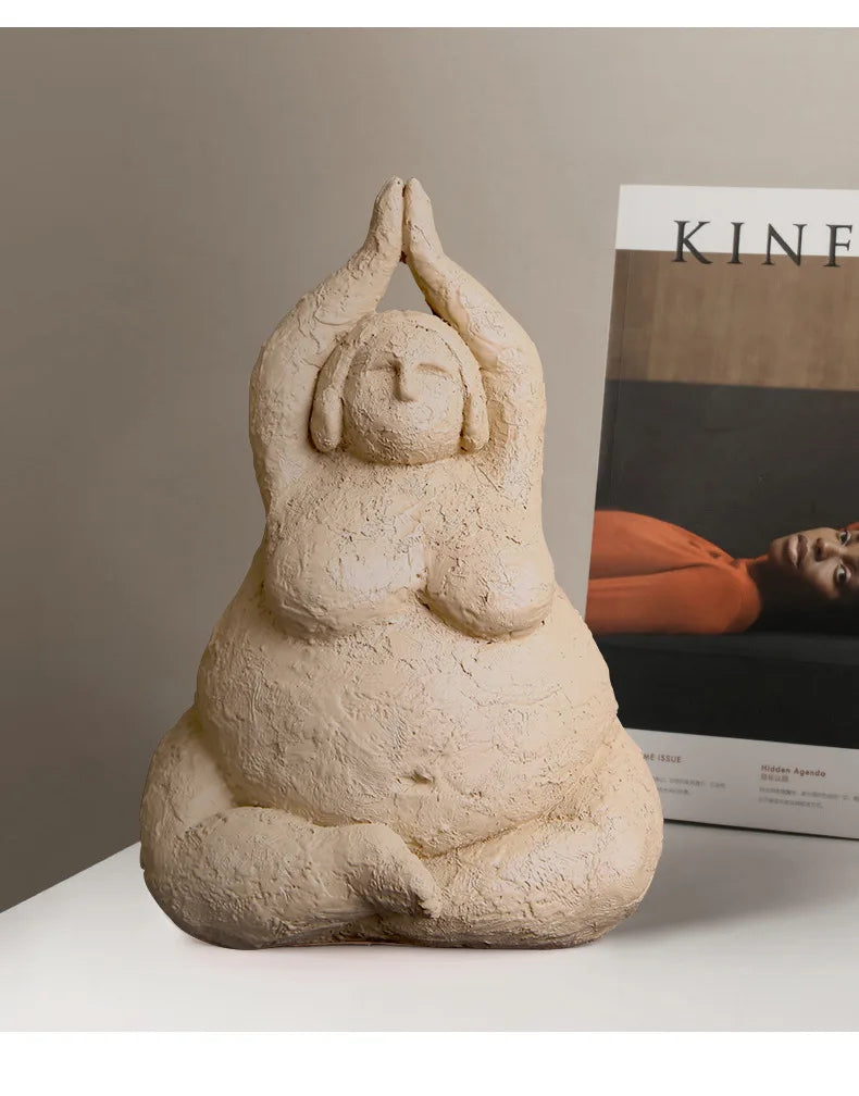Abstract Body Sculpture Resin Handicraft Fat Woman Yoga Statue Irregular Hand-made Clay Sculptures Home Decoration Accessories
