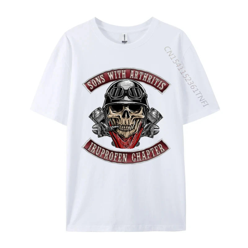 Sons With Arthritis Ibuprofen Chapter Funny Biker Skull T-Shirt – 100% Premium Cotton - Premium T-Shirt from Lizard Vigilante - Just $25.88! Shop now at Lizard Vigilante