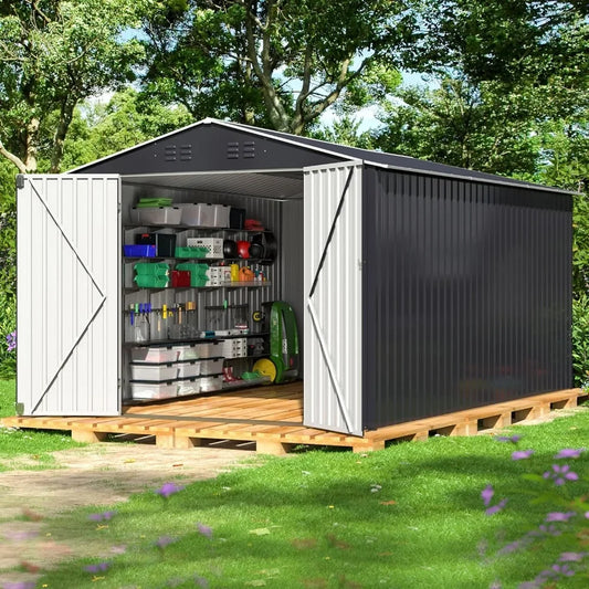 8 x 12 FT Outdoor Storage Shed, Reinforced Metal - Ample Storage for Tools & Equipment - Premium shed from Lizard Vigilante - Just $388.88! Shop now at Lizard Vigilante