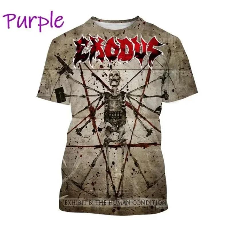 Metal Rock Exodus Band 3D Print O-Neck Tshirt Men Fashion Tees Casual Short Sleeve Oversized  Y2K Harajuku Unisex Clothing - Premium T-Shirt from Lizard Vigilante - Just $23.99! Shop now at Lizard Vigilante