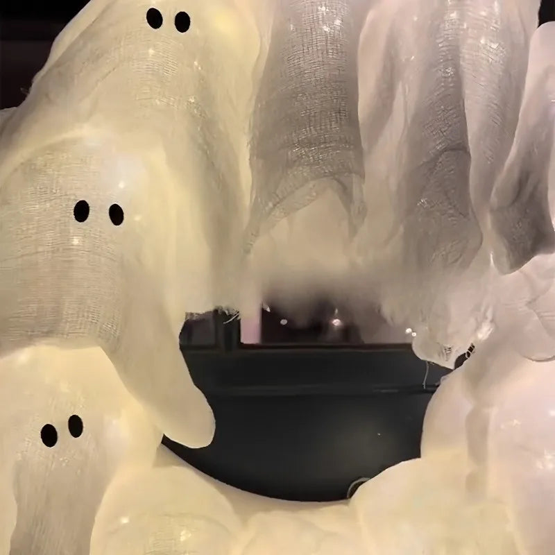 Modern Lit Ghosts Wreath Aesthetic Halloween Home Decor Luxury Wall Decoration Cute Halloween Wall Decors Interior Decorations