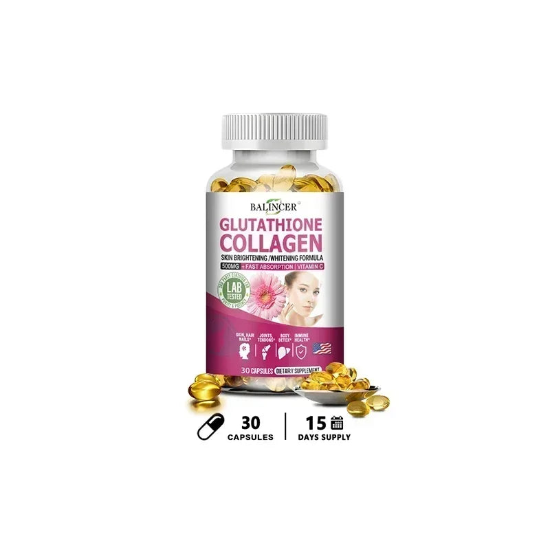 Collagen Capsules,Containing Glutathione,Vitamin C,Help Support Joint Cartilage,Calcium Absorption and Immune System,Skin Health