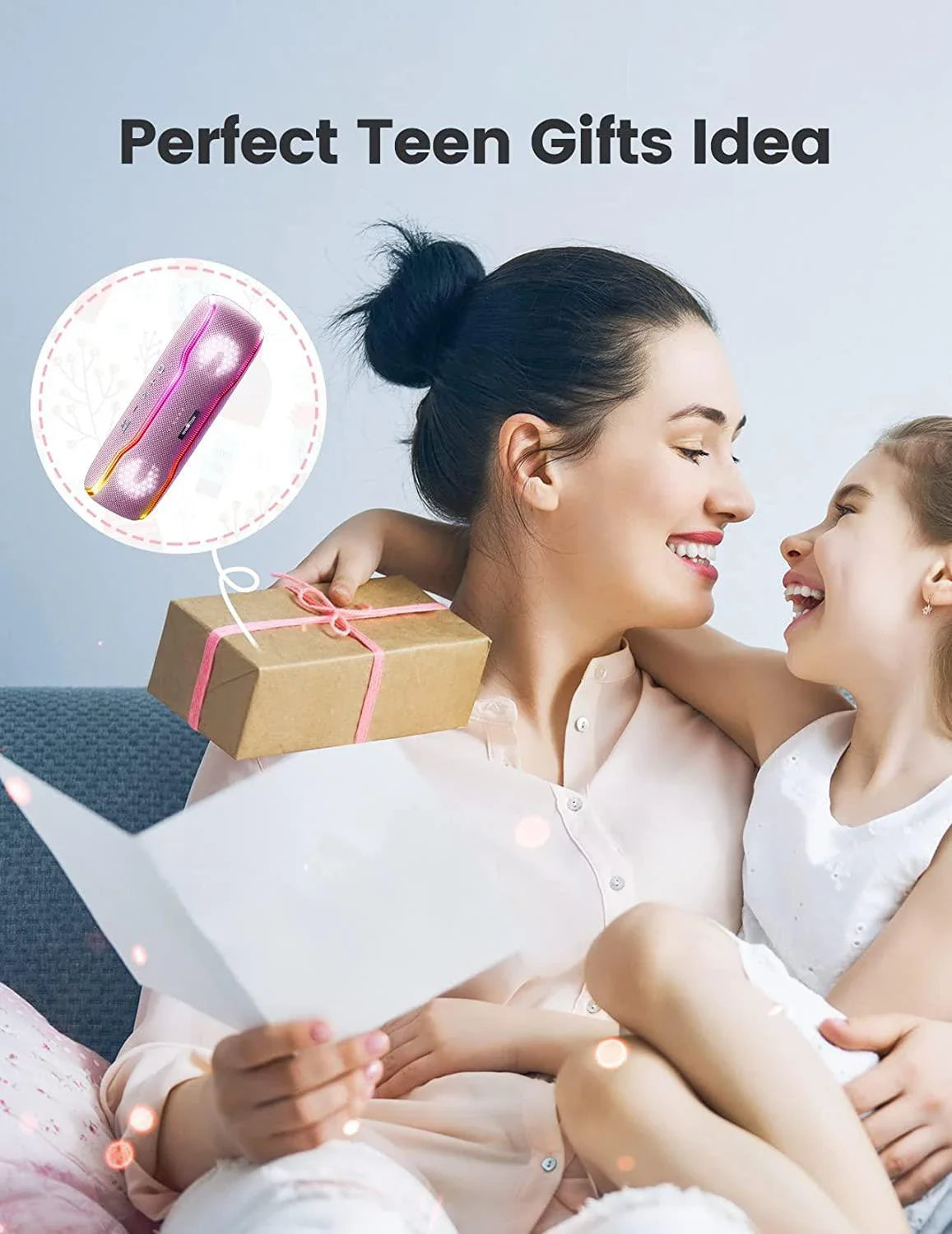 WISETIGER Bluetooth Speaker Outdoor IPX7 Waterproof 25W BT5.3 Loudspeaker Stereo Surround Speaker with Cool Pulsing EQ Lights