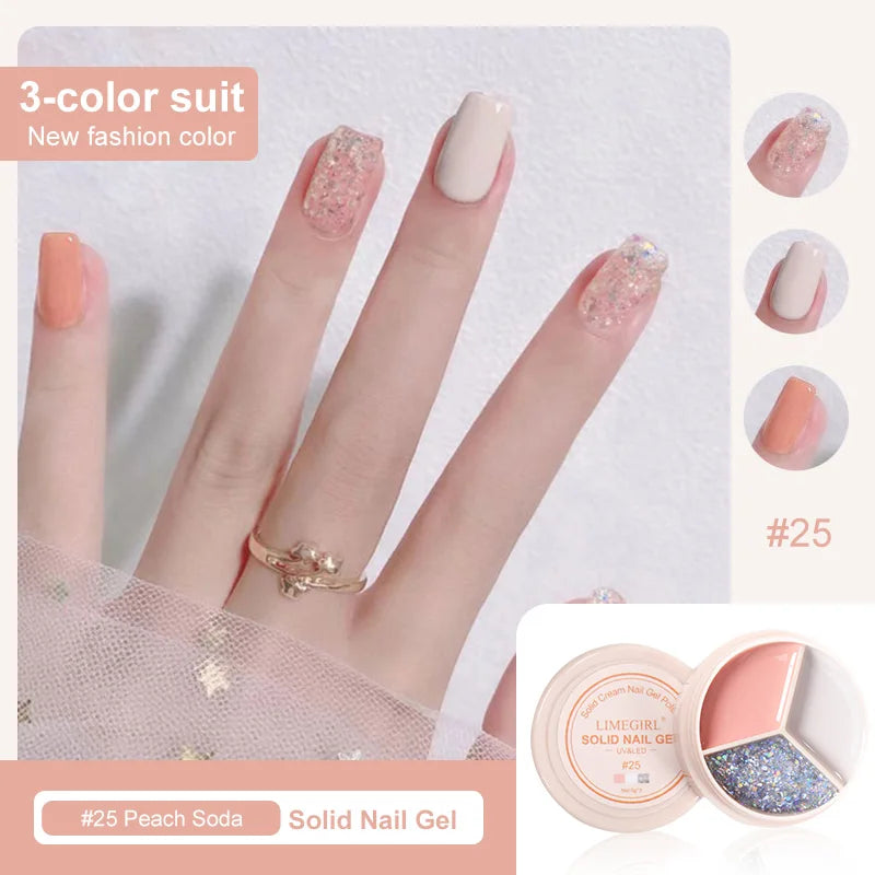 LIMEGIRL Solid Nail Art Gel Polish 15g 3 Colors Cream Soft Gel Polish for Nail Art Beginner DIY Design  Home/Salon Manicure Gift