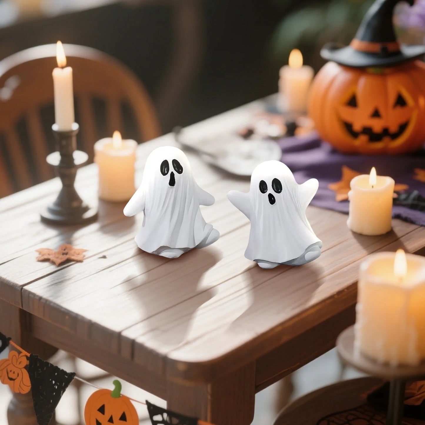 Cute Ghost Decor Set Soft Fabric Halloween Figurine Playful Spooky Home Decoration Adorable Haunted House Accessory