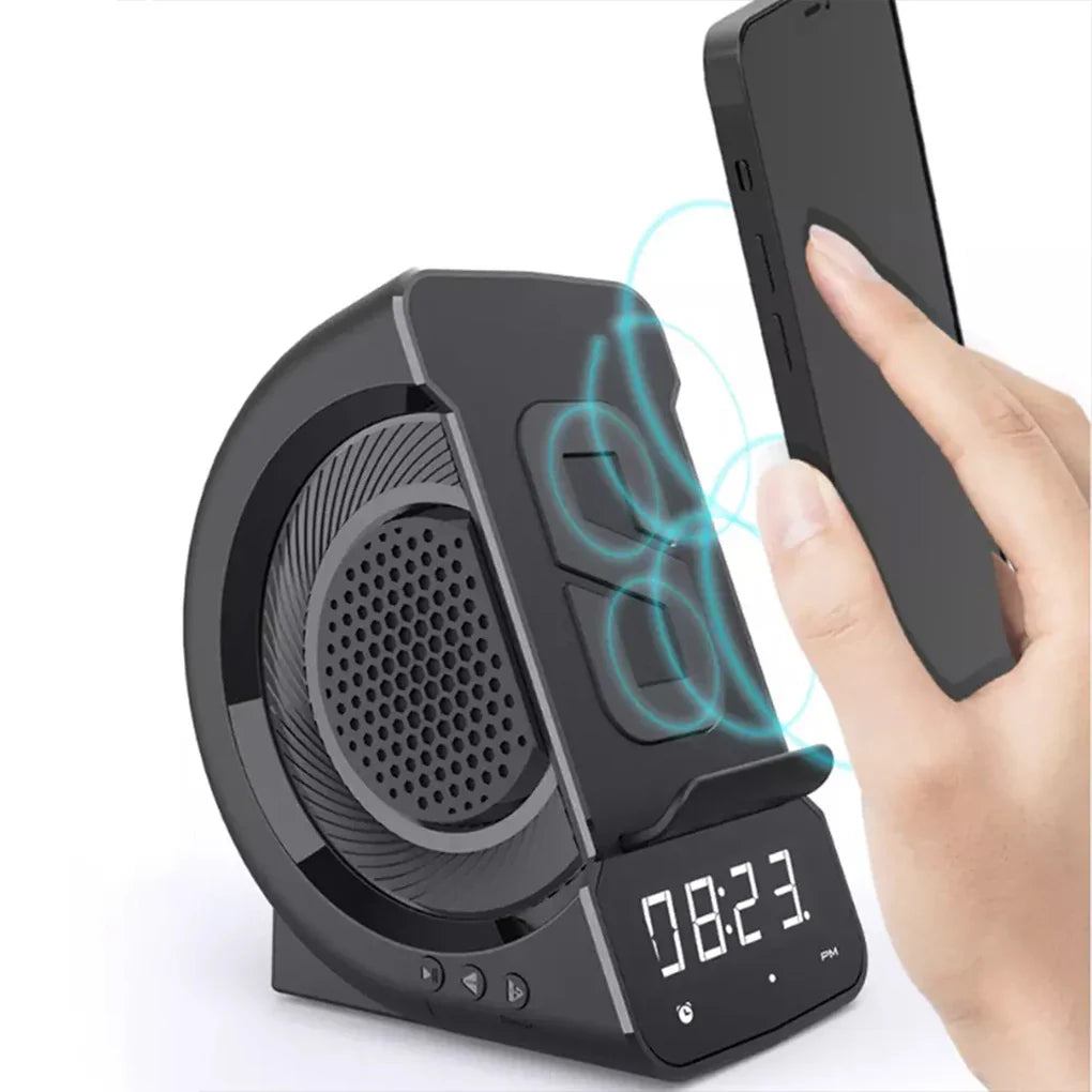 3 In 1 Wireless Bluetooth Speaker Fashion Portable Outdoor Speaker with LED Display Alarm Clock and Fast Charger