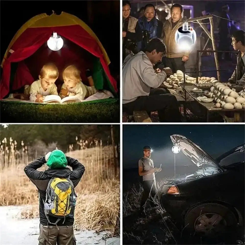 Portable Solar Powered LED Rechargeable Camping Light Hook Tent Light Multifunctional Outdoor Emergency Lighting Spotlight