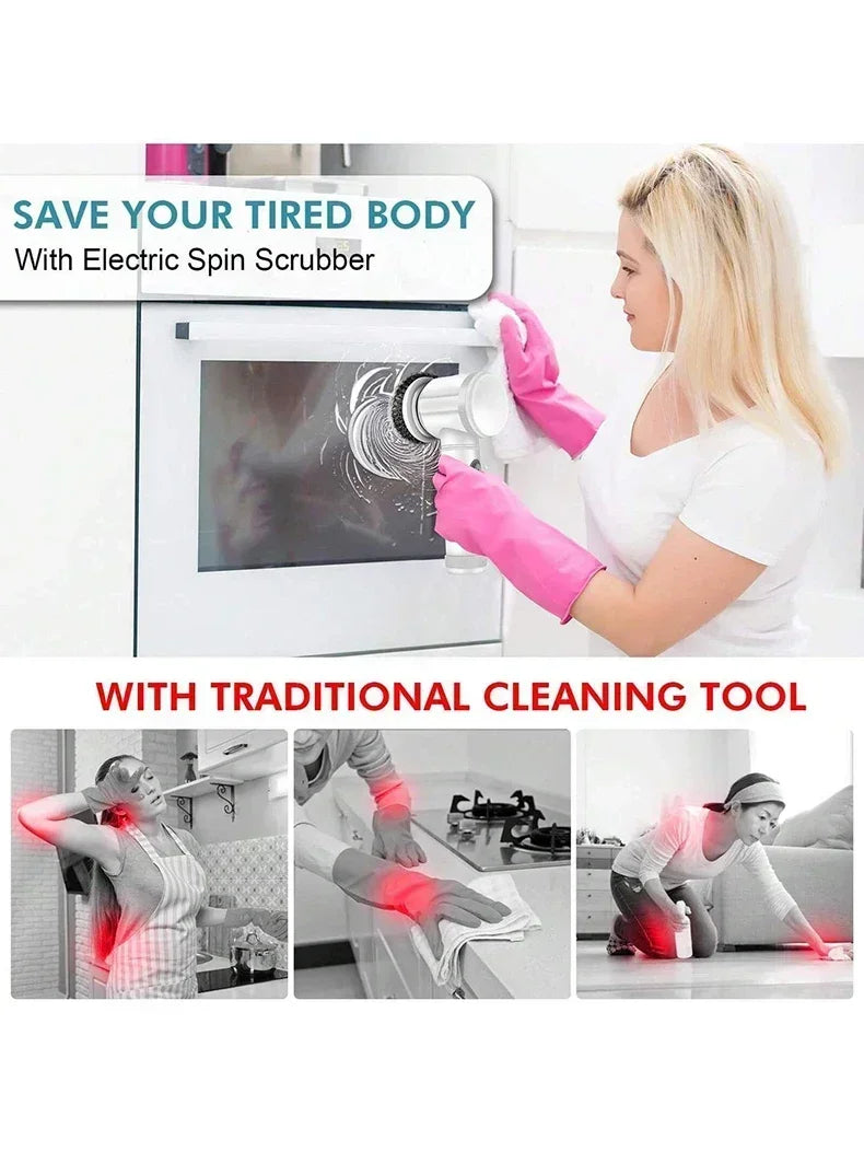 New Electric Spin Scrubber,Bathroom Cleaning Brush Power Scrubber with 5 Replaceable Brush Heads, 5 in 1 Electric Cleaning Brush - Premium  from Lizard Vigilante - Just $15.99! Shop now at Lizard Vigilante