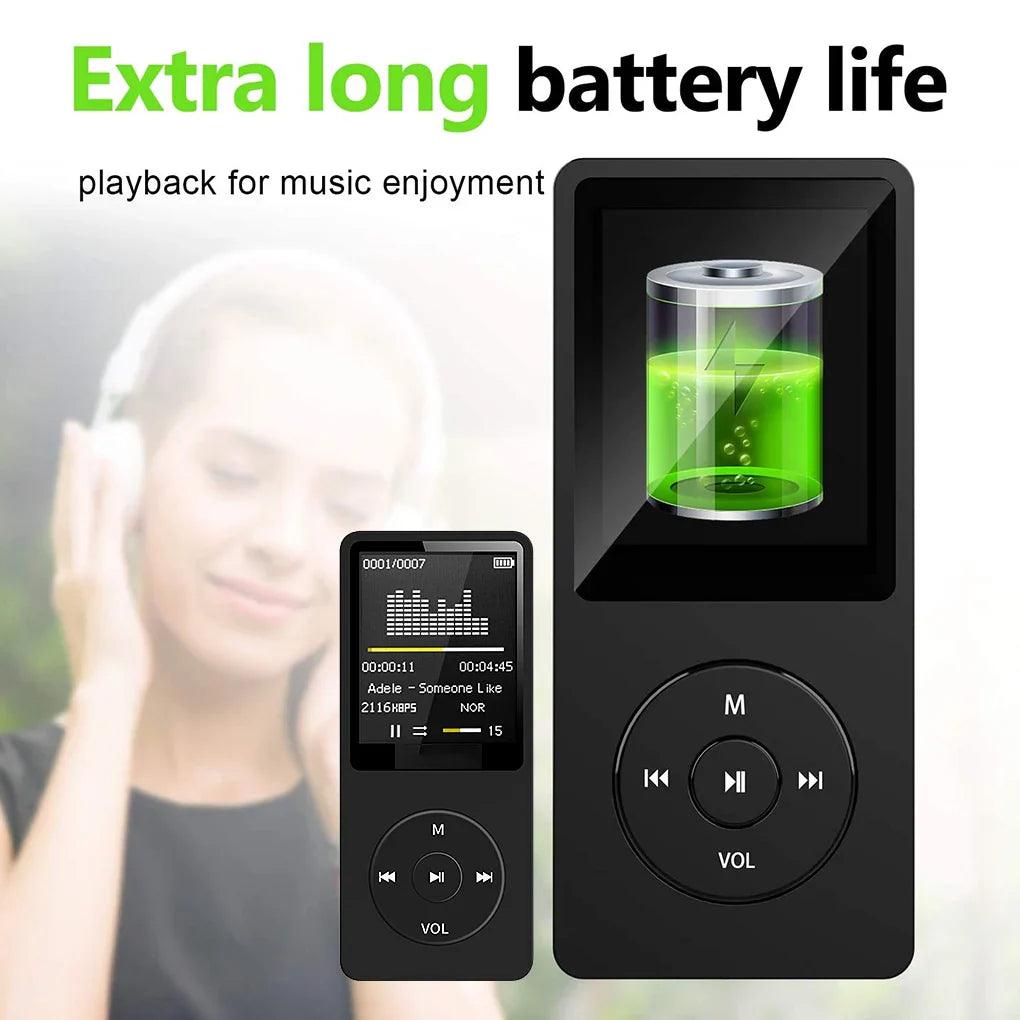 MP3 Player USB Charging Record Digital Display Screen Media Lossless MP4 Wav Portable Pocket Sports Running Walking Music Play - Lizard Vigilante