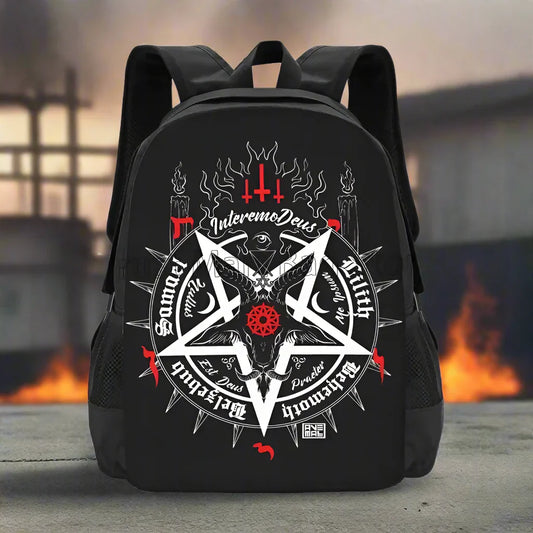 Black Satan Skull Women’s Backpack – Mystical Demon Head Design Lightweight Water-Resistant Daypack for Travel & Halloween - Premium backpack from Lizard Vigilante - Just $26.66! Shop now at Lizard Vigilante