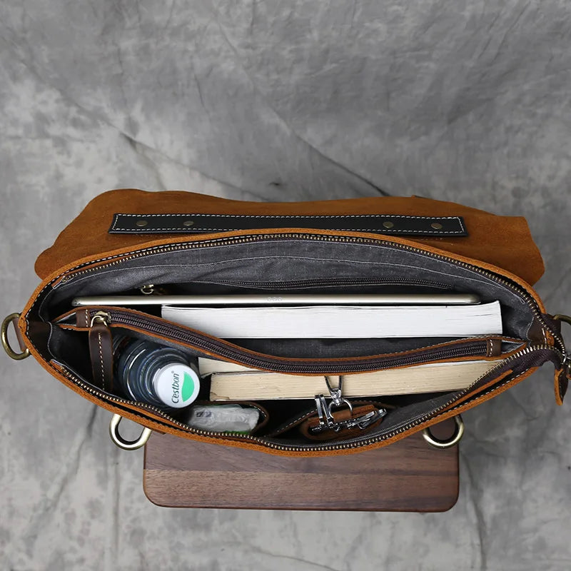 Vintage Leather Messenger Bag - Timeless Style and Durability - Premium messenger bag from Lizard Vigilante - Just $138.88! Shop now at Lizard Vigilante