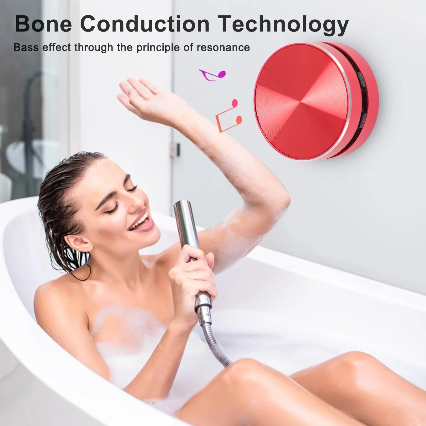 Bluetooth Bone Conduction Speaker Stereo Bass Portable Small Wireless Speaker with Suction Cup for Bathroom Outdoor