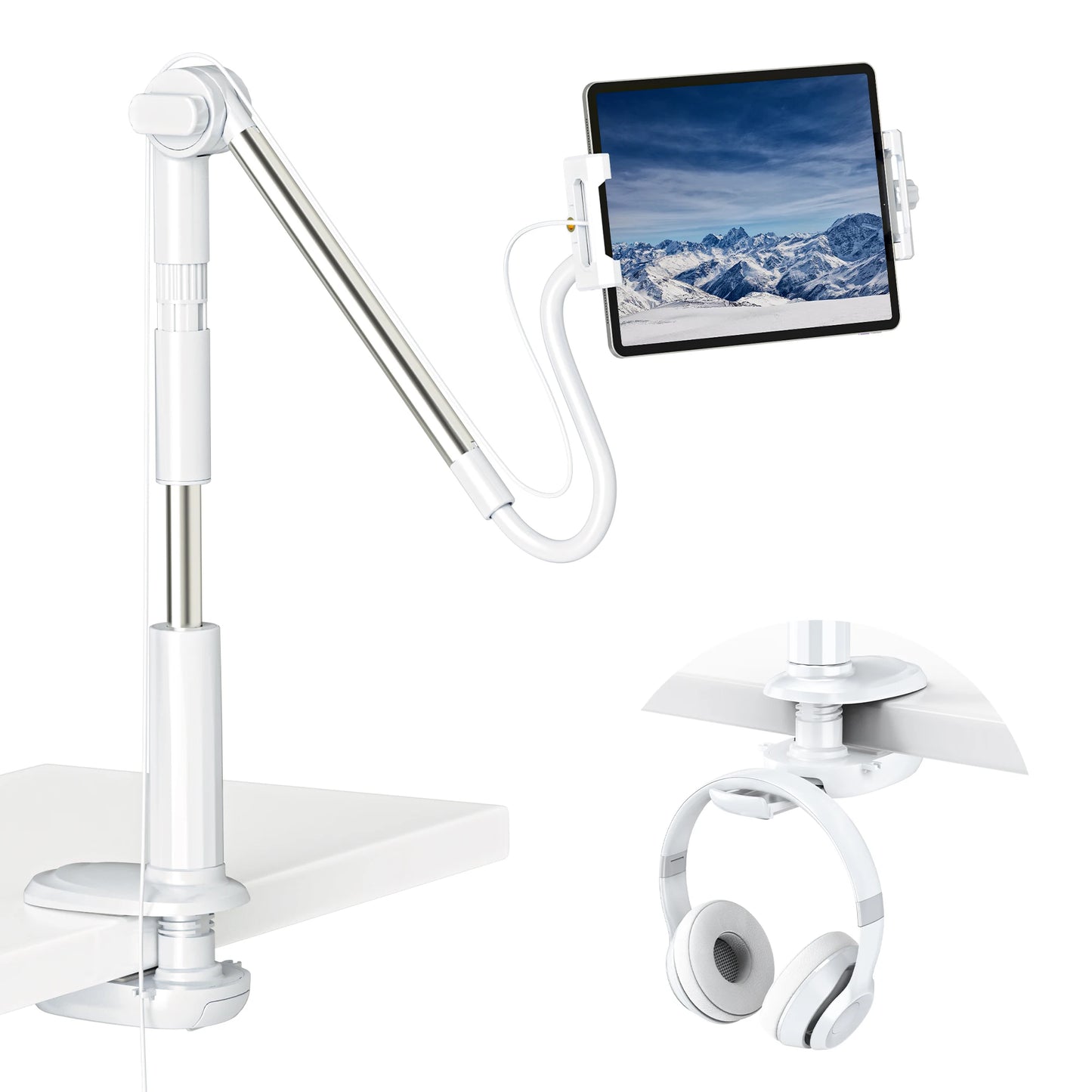 Gooseneck Tablet Holder for Bed 360 Adjustable iPad Stand for Desk Flexible Arm Clip Phone Mount for Video Recording Bedside - Premium  from Lizard Vigilante - Just $35.99! Shop now at Lizard Vigilante