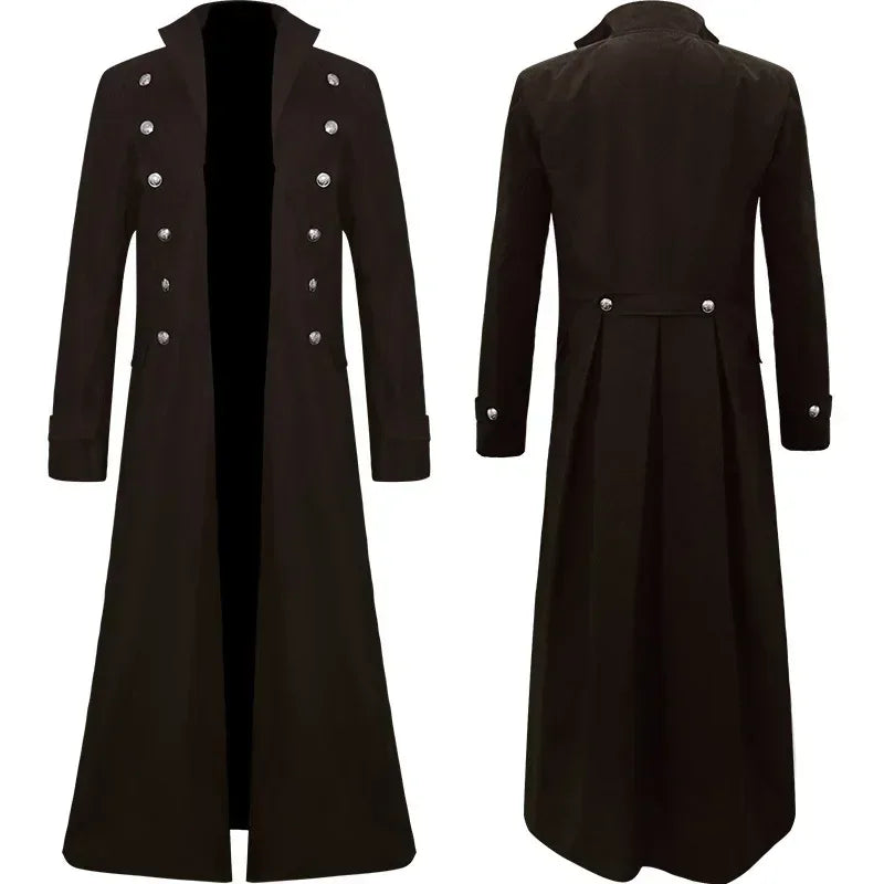 Medieval Pirate Steampunk Trench Coat Stage Wear Cosplay - Premium trench coat from Lizard Vigilante - Just $54.88! Shop now at Lizard Vigilante