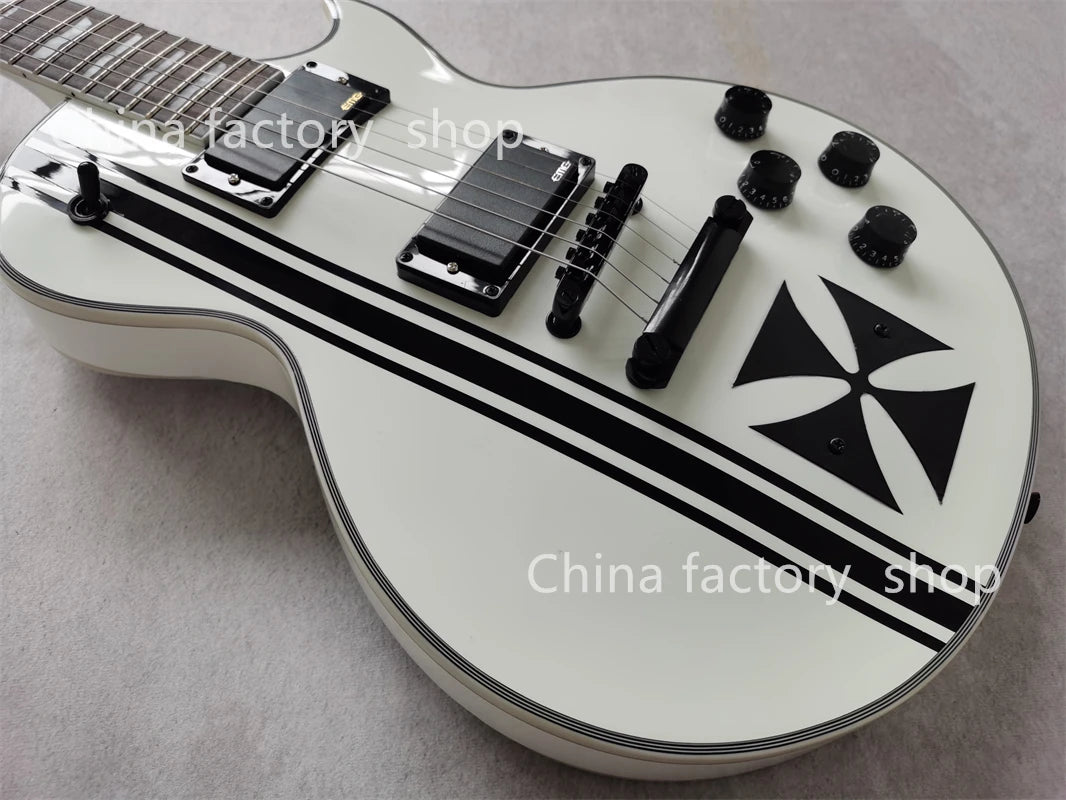 Iron Cross Valkyrie Pro — White Warhammer Single-Cut Guitar With Mahogany Core & Midnight Hardware