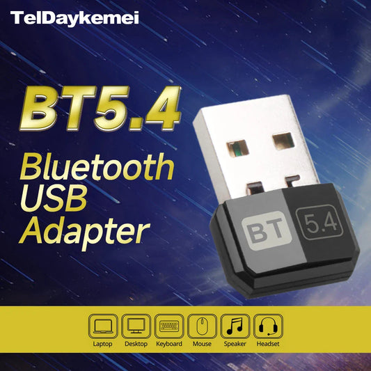 USB Bluetooth 5.4 5.3 Dongle Adapter for PC Speaker Wireless Mouse Keyboard Music Audio Receiver Transmitter Drive free