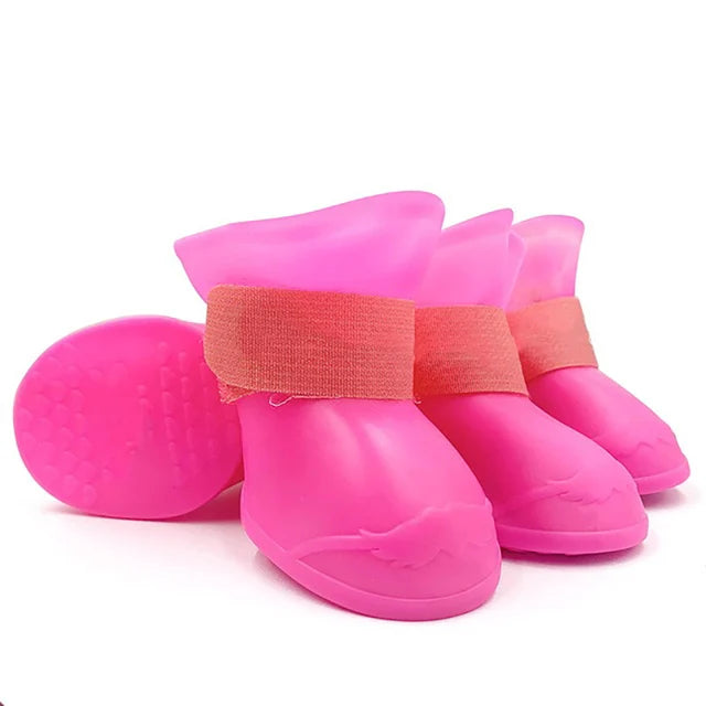 4Pcs Waterproof Anti-Slip Rubber Boots for Dogs & Cats - Pet Rain Shoes for Small, Medium, and Large Pets - Premium pet boots from Lizard Vigilante - Just $15.99! Shop now at Lizard Vigilante