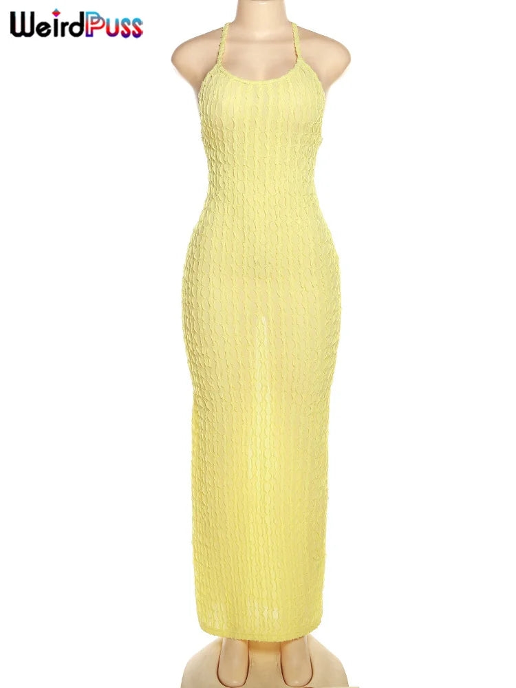 Weird Puss Cross Bandage Women Maxi Dress Backless Sleeveless O Neck Sexy Elegant Skinny Solid Wedding Party Bodycon Vestidos - Premium  from Lizard Vigilante - Just $12.99! Shop now at Lizard Vigilante