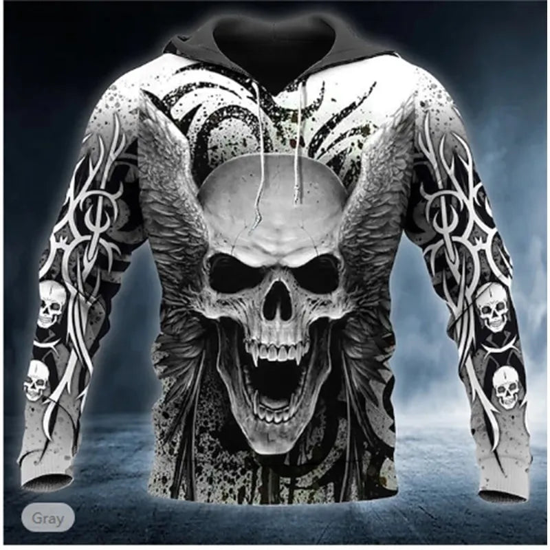 Men's 3D Skull Hoodie Sweatshirt – Skull Head Print Pullover for Autumn Fashion - Premium Hoodie from Lizard Vigilante - Just $22.99! Shop now at Lizard Vigilante