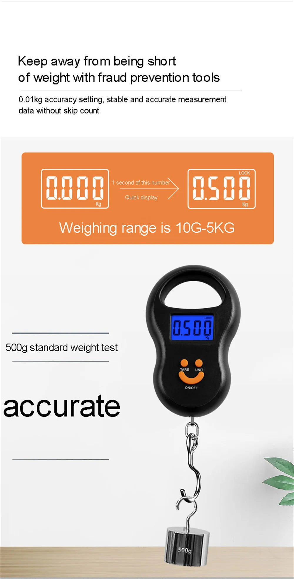 Portable 50kg Digital Hanging Scale with LCD Backlight – Ideal for Kitchen, Travel, Luggage, and Fishing - Premium scale from Lizard Vigilante - Just $15.99! Shop now at Lizard Vigilante