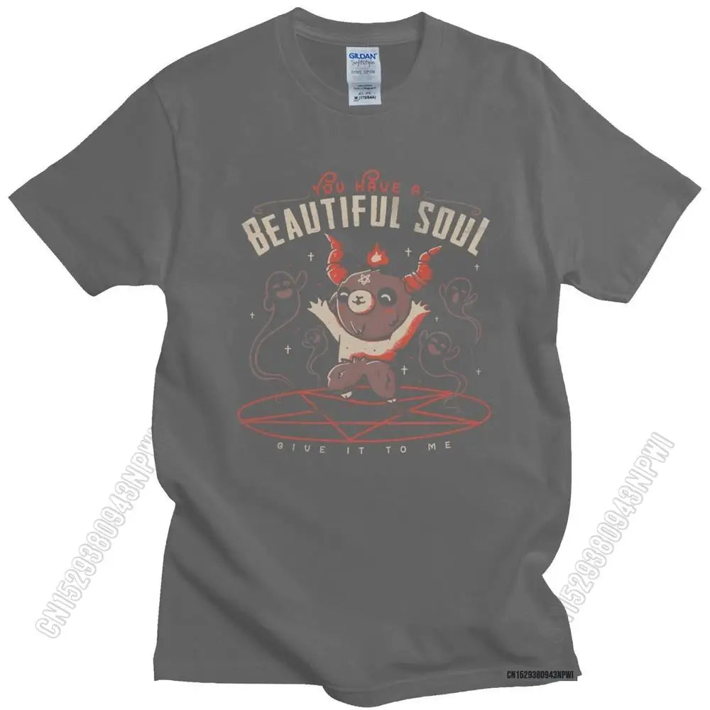 Baphomet's Beautiful Soul Men's Cotton T-Shirt – Subversive Gothic Occult Goat Tee for Casual Summer Style - Premium tee from Lizard Vigilante - Just $24.88! Shop now at Lizard Vigilante