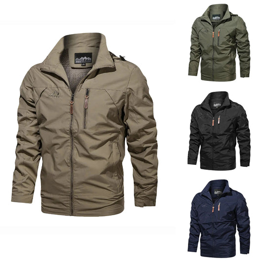 Men's Spring & Autumn Windbreaker Jacket – Windproof Waterproof Casual Outdoor Coat with Detachable Hood - Premium jacket from Lizard Vigilante - Just $28.88! Shop now at Lizard Vigilante