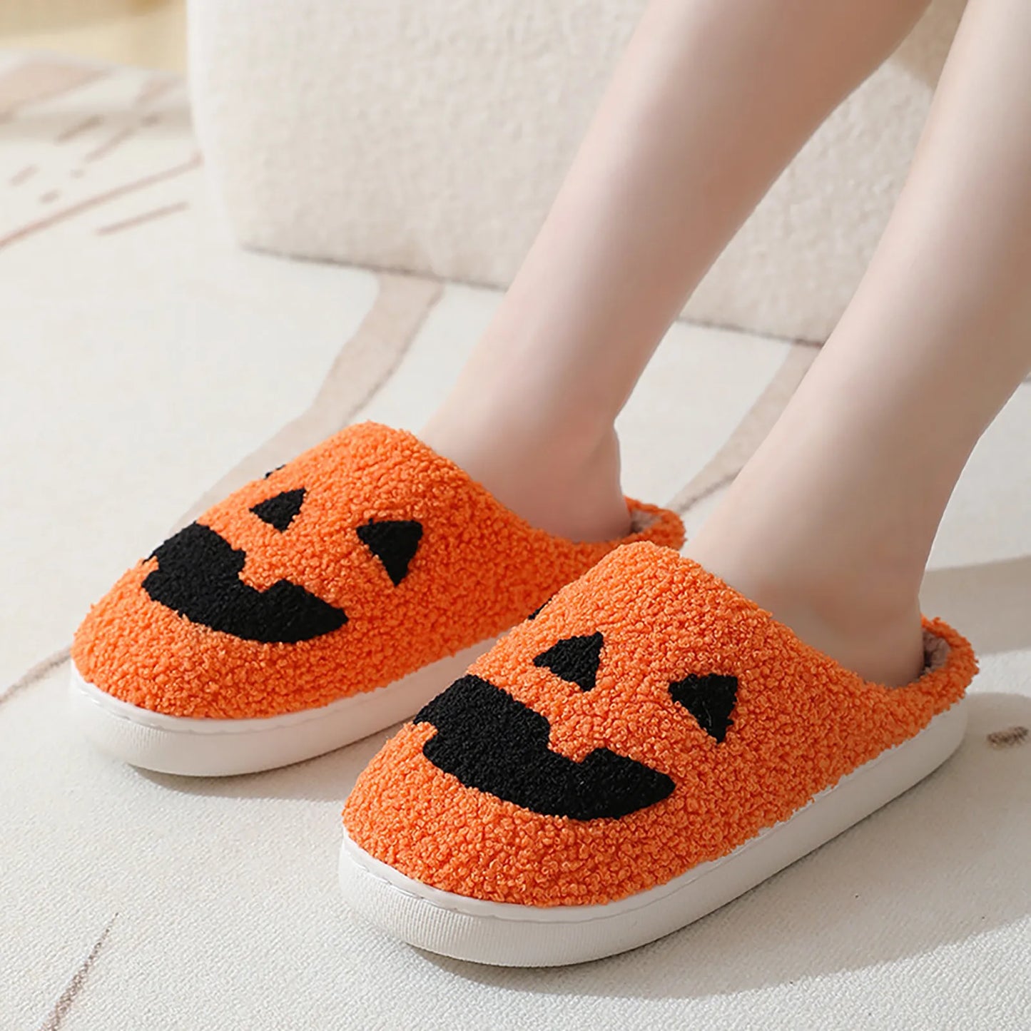 Halloween Pumpkin Slipper Ghost Funny Face Flat Indoor House Shoes Soft Plush Cozy for Women Men Horror Movie Halloween Gifts - Premium slippers from Lizard Vigilante - Just $22.99! Shop now at Lizard Vigilante