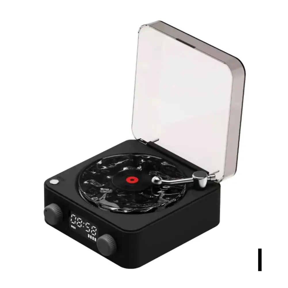 Turntable Bluetooth Speaker With LED Ocean Clock,Hi-Fi Mood Light Audio System For Home Decor & Birthday Gifts