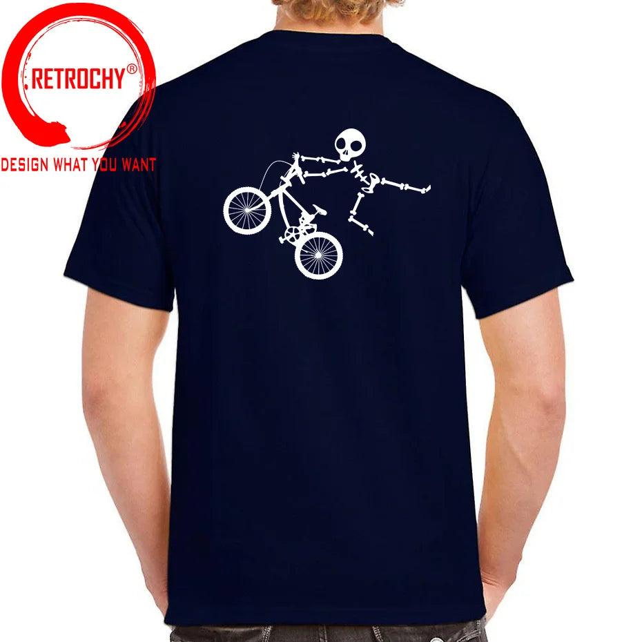 Skeleton Alien BMX Cycle Bike T-Shirt Custom Short Sleeve MTB Skull Biker TShirt Funny Fall O Neck Cotton T Shirt for Men - Lizard Vigilante