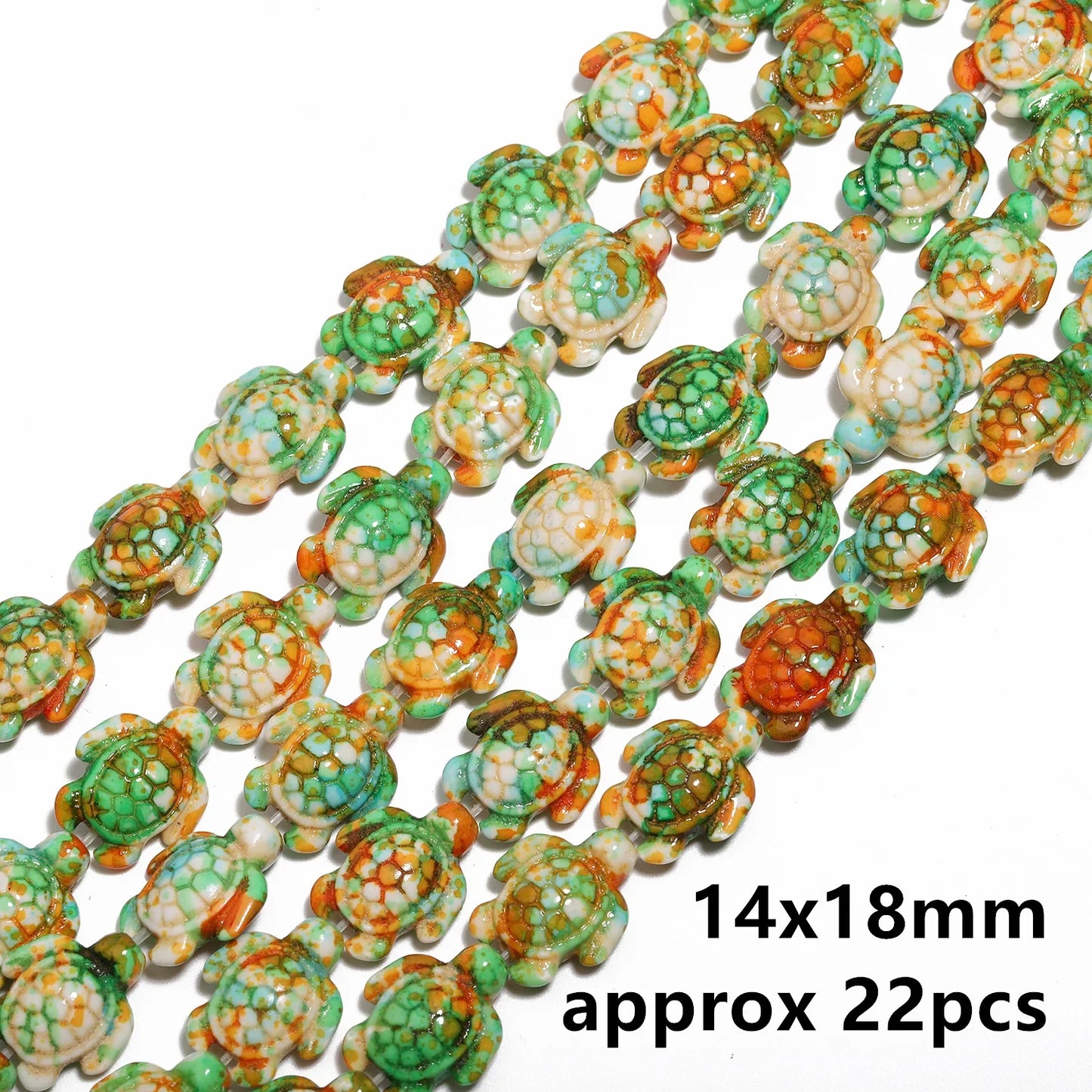 14x18mm 22pcs Sea Turtle Random Color Mix Natural Turquoise Stone Beads Bead for Jewelry Making DIY Ocean Series Bracelet
