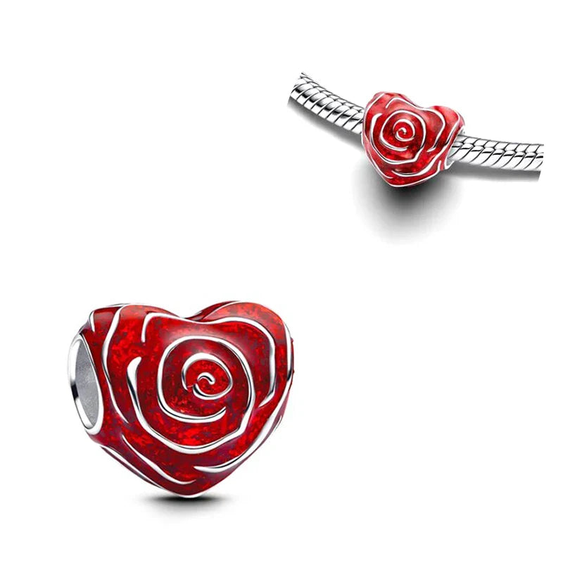 925 Silver Valentine's Day Snake Year Series Pendant Suitable for 925 Sterling Silver Original Women's Bracelet DIY Jewelry Gift