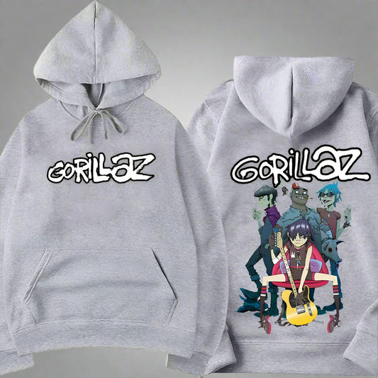 Vintage Gorillaz Rock Band Printed Hoodie – Harajuku Streetwear Pullover for Men & Unisex Casual Style - Premium hoodie from Lizard Vigilante - Just $39.99! Shop now at Lizard Vigilante