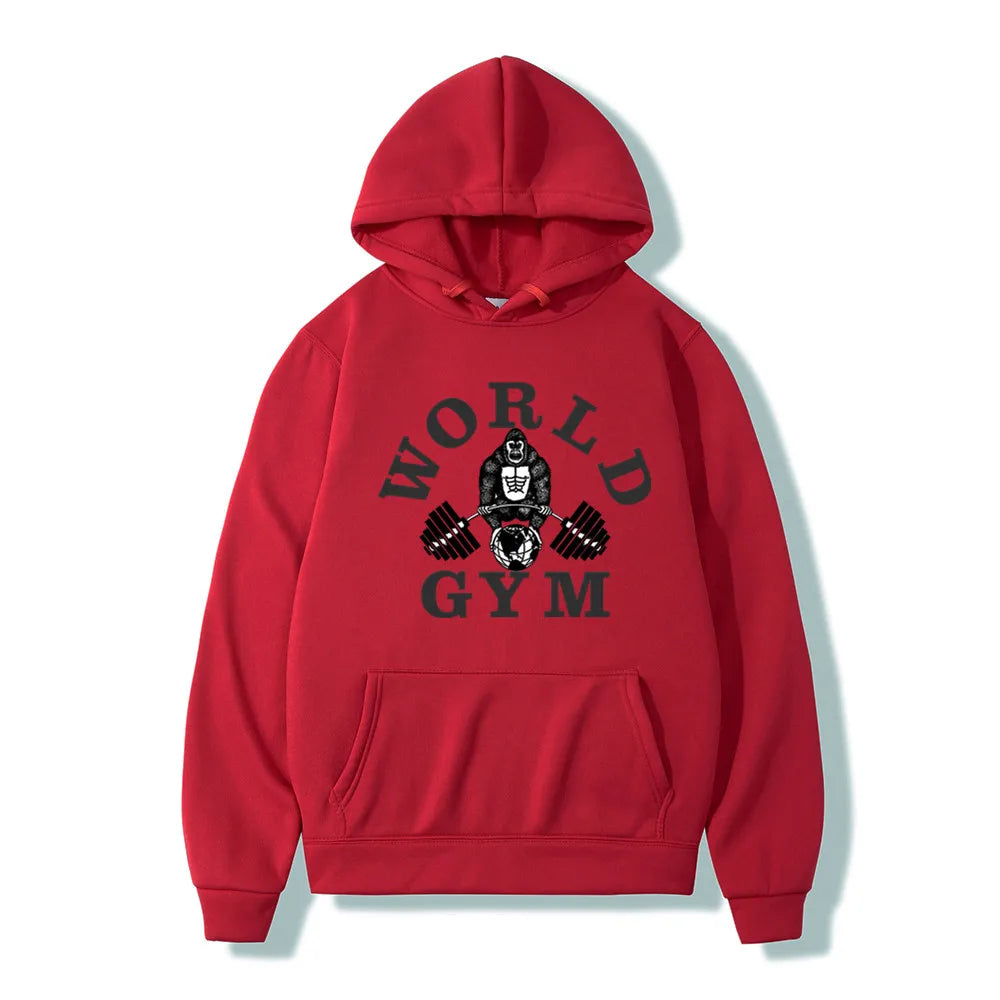 World Gym Harajuku Fleece Hoodie – Hip Hop Streetwear Pullover For Men And Women