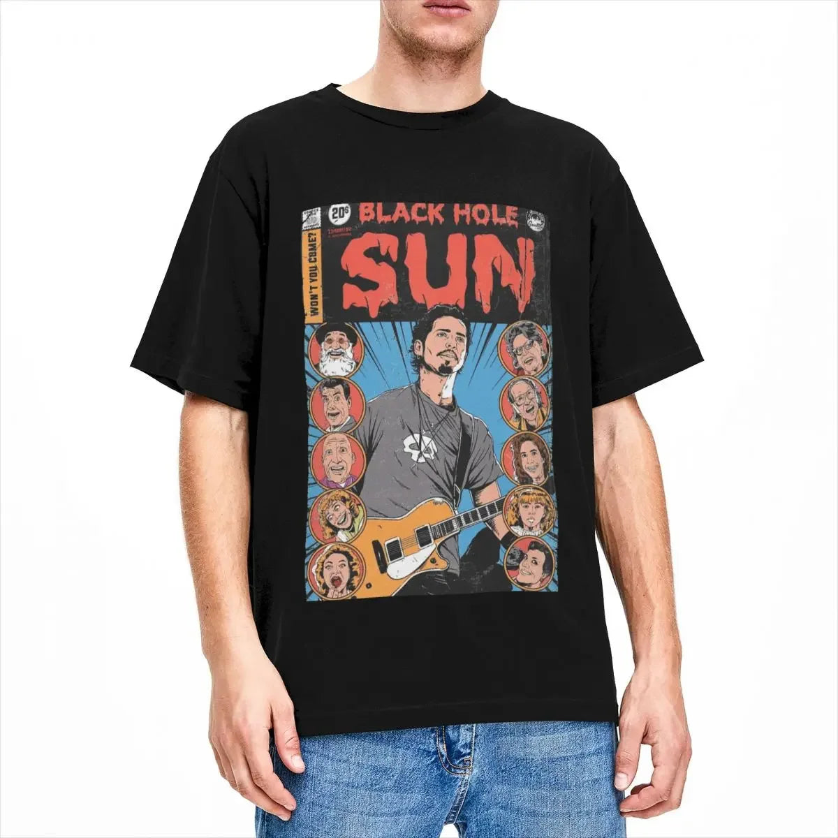 Men T-Shirt Soundgarden Black Hole Sun Funny Cotton Tees Short Sleeve Metal Rock Band T Shirts Crew Neck Tops Big Size - Premium T-Shirt from Lizard Vigilante - Just $23.99! Shop now at Lizard Vigilante