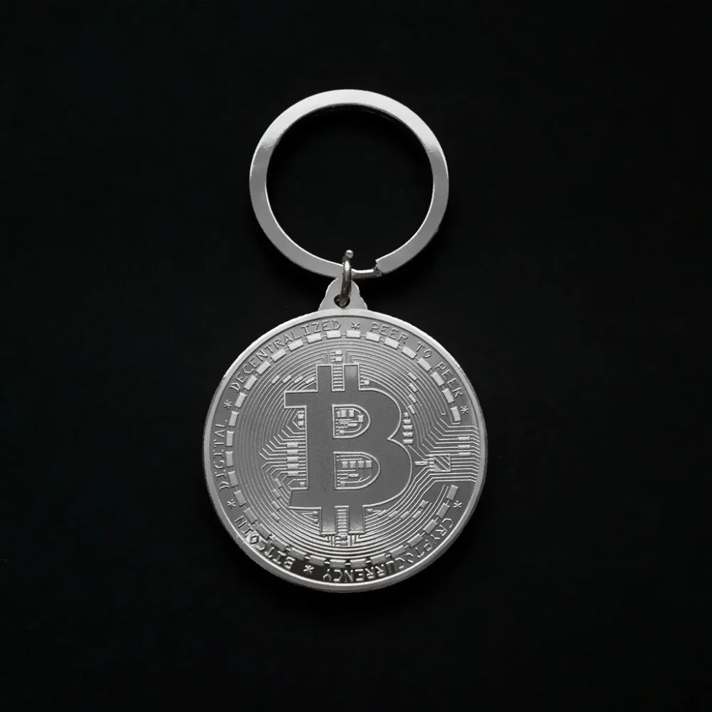 Bitcoin Metal Keychain Creative Gold Silver Copper Virtual Currency Collectible